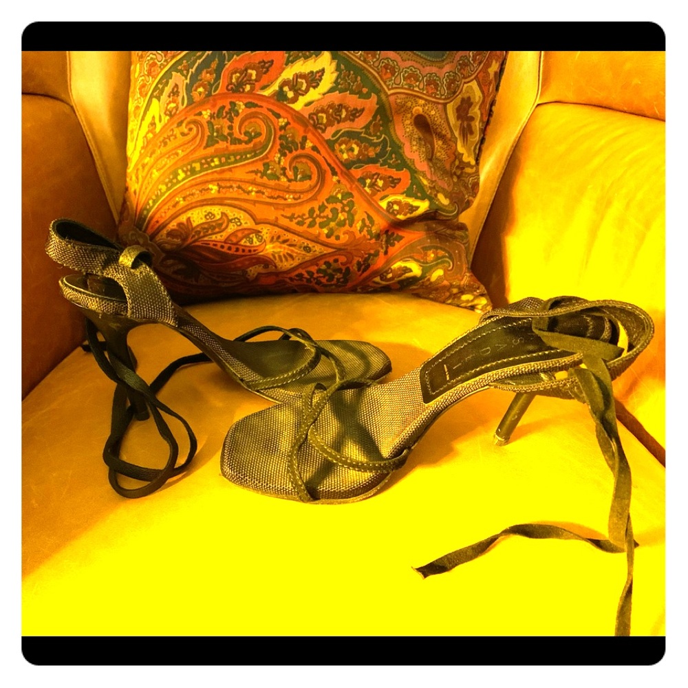 Black stilettos with suede straps